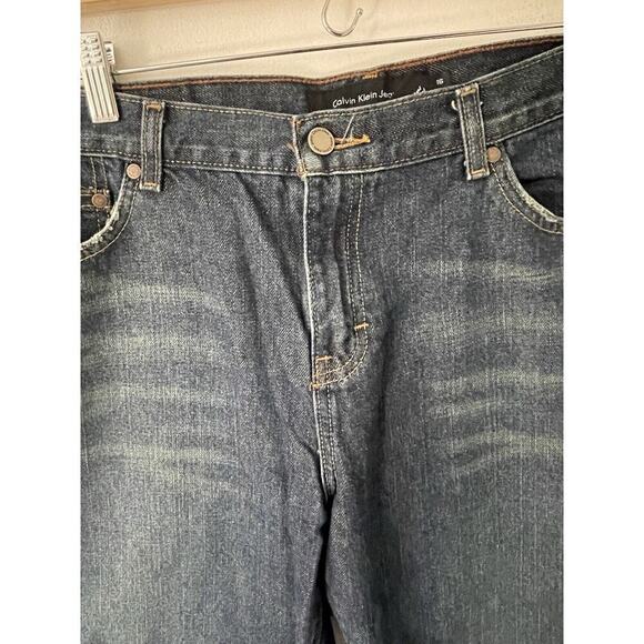 Calvin Klein Flare Jeans Womens Size 16 Blue Medium Wash Denim Mid Rise - Picture 4 of 13